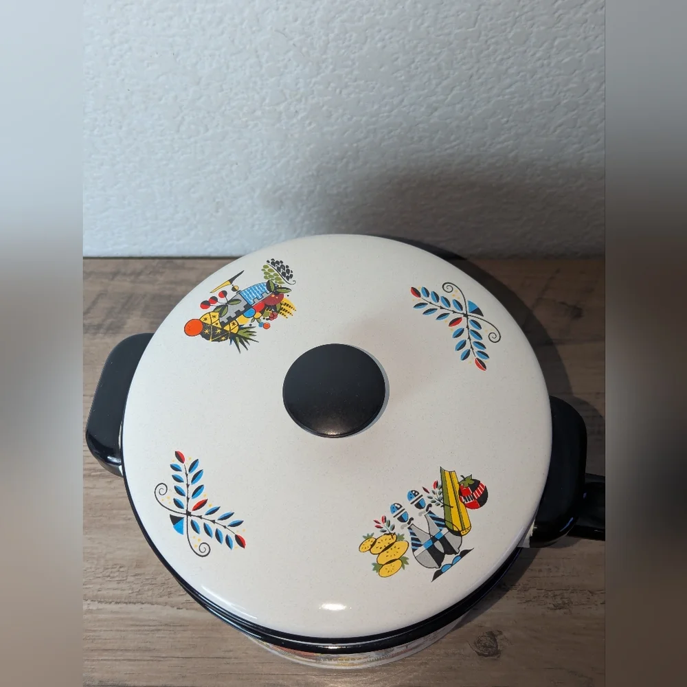 Georges Briard Enamel Ware Double Boiler Turkey Dinner Pattern